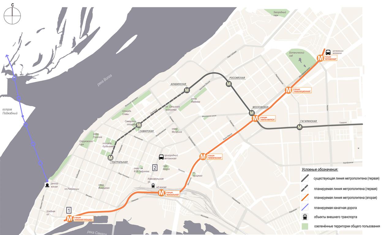 Схема самарского метрополитена в будущем на карте