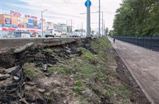 Откос на Московском шоссе у Ботанического сада восстановят в течение недели