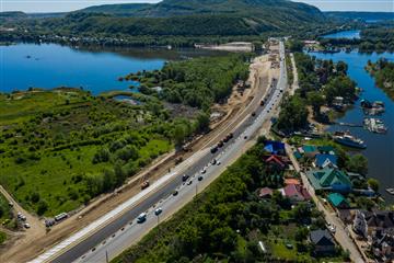 Самарская область: на подъезде к мосту через реку Сок начата укладка асфальта