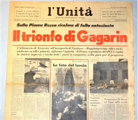 К 60-летию первого полета человека в космос. Итальянская газета "J’ Unita" сообщила о космическом полете Ю. Гагарина
