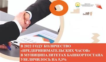 В 2022 году количество «предпринимательских часов» в муниципалитетах Башкортостана увеличилось на 5,3%