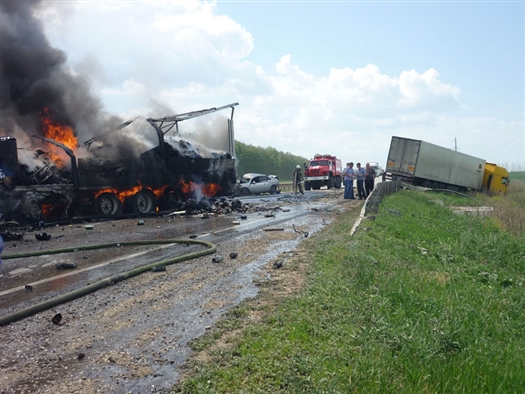 В результате столкновения грузовик 42-летнего алтайского дальнобойщика вспыхнул, и он сам погиб в огне