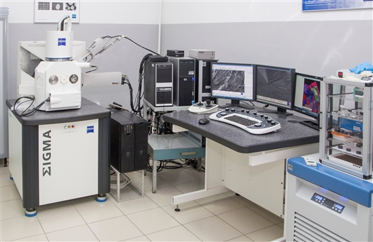 Растровый электронный микроскоп, с помощью которого исследуют с высоким разрешением качество сформированной специальной термомеханической обработкой микроструктуры биорезорбируемых магниевых сплавов