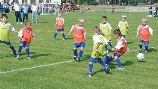 Из желающих заниматься футболом детей составили четыре команды